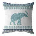 Palacedesigns 28 in. Teal Ornate Elephant Indoor & Outdoor Throw Pillow Blue PA3675533